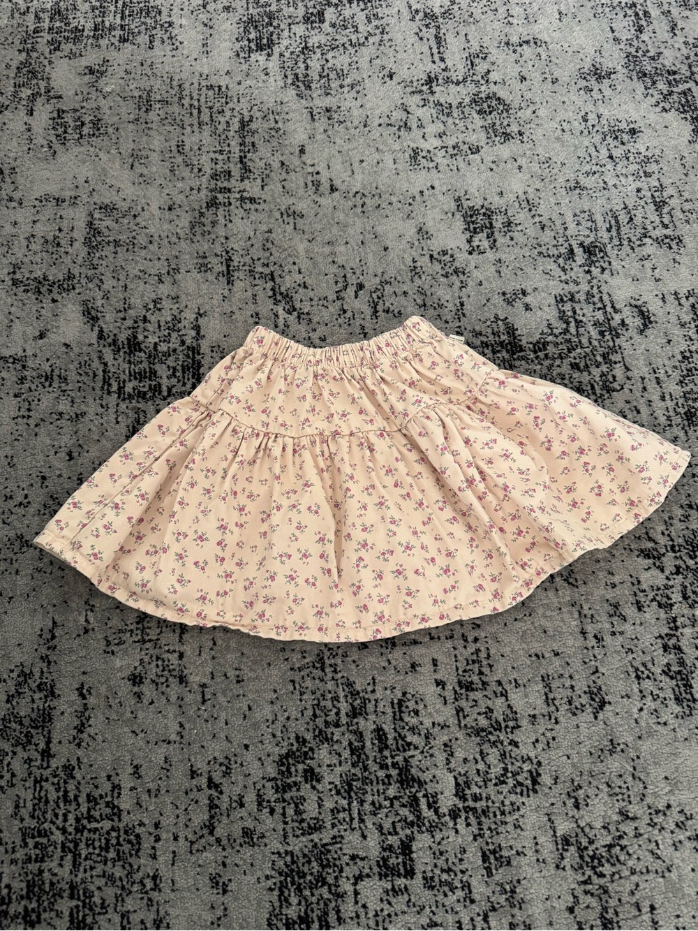 Girls Cream Floral Tiered Skirt with Elastic Waist